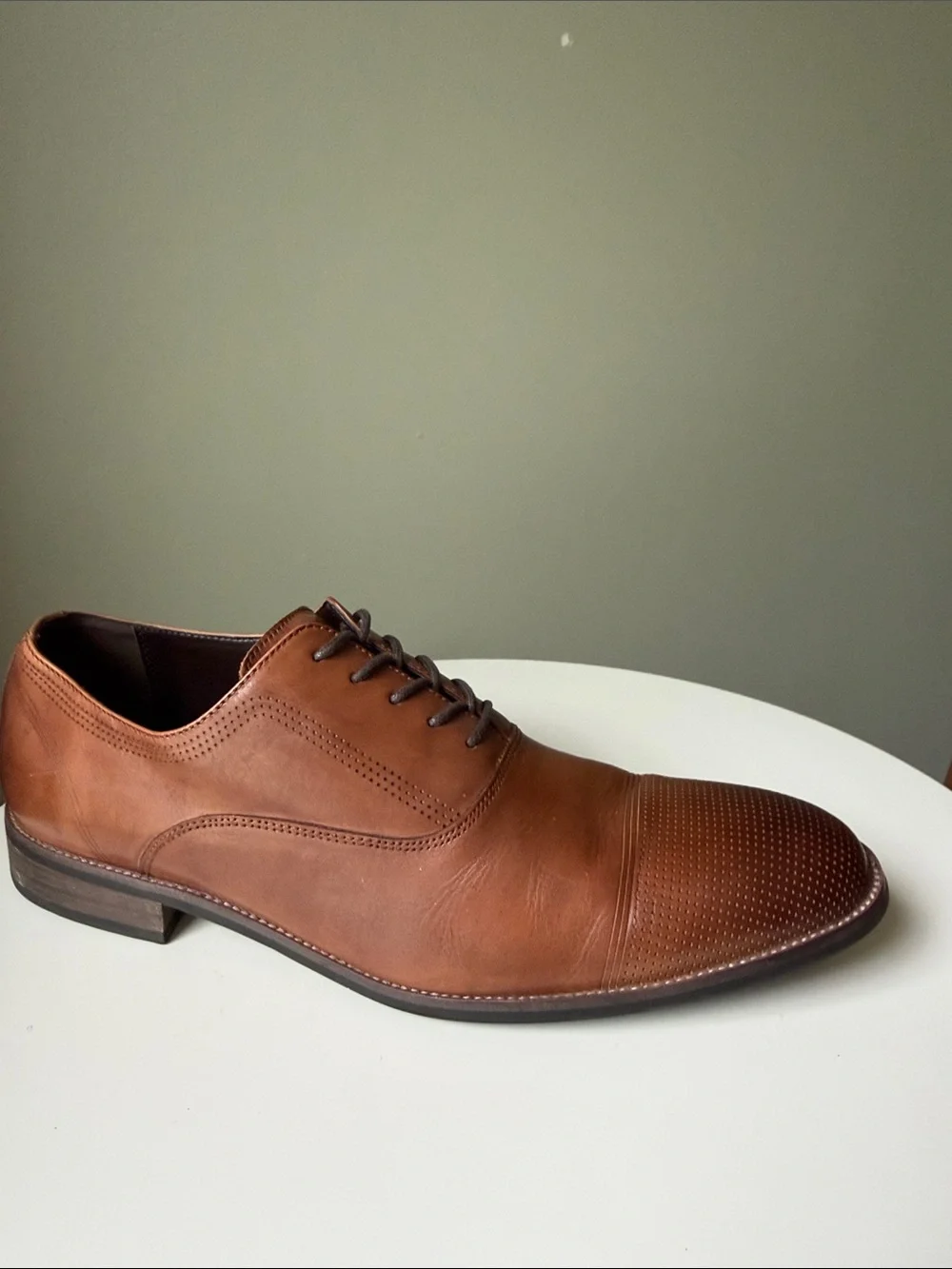 Kenneth Cole Reaction Brown Leather Oxford Dress Shoes perforated Toe cap Size11